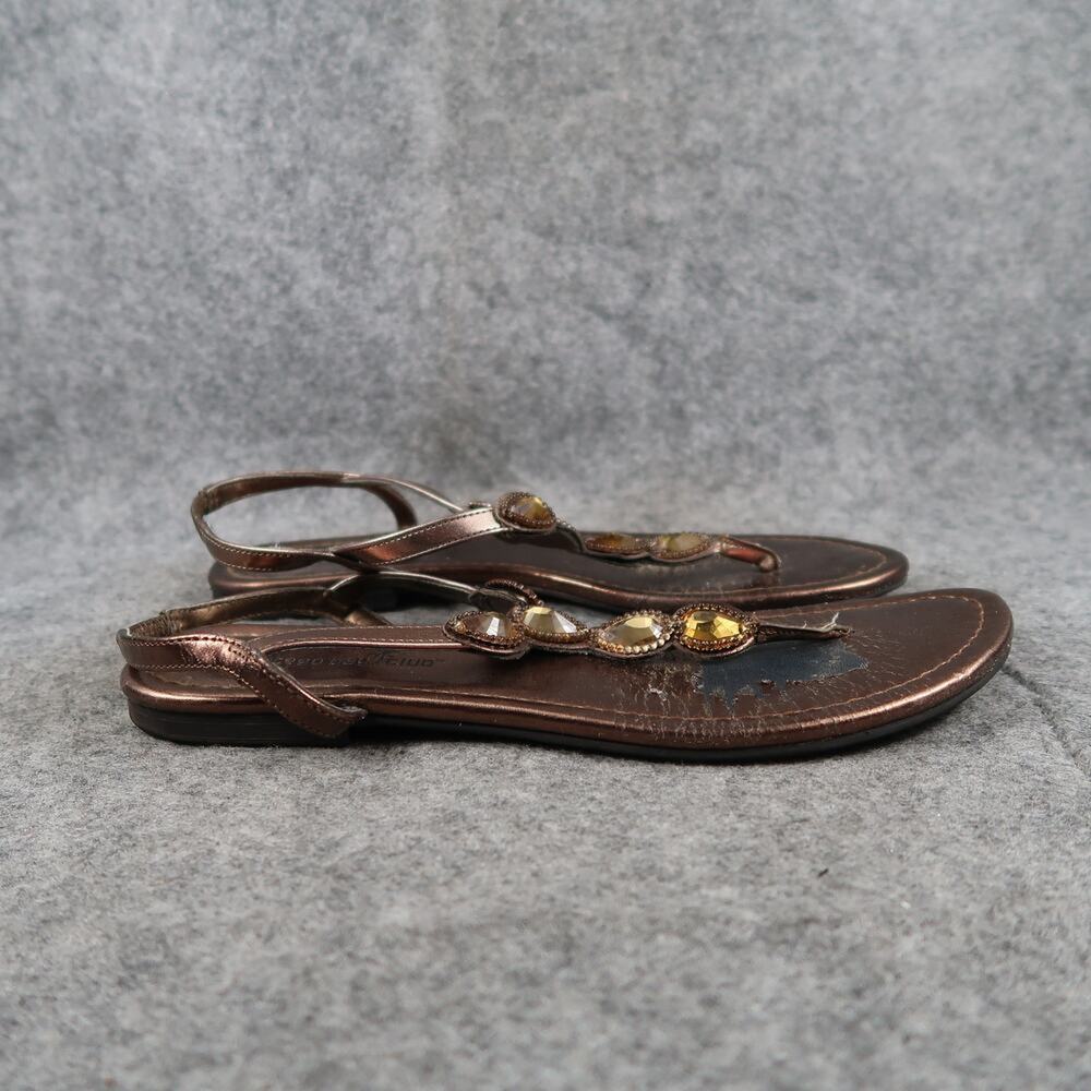Montego Bay Club Shoes Womens 7.5 Sandals Fashion Flats Thong Ankle Buckle Strap